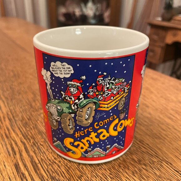 Vintage "Here Comes Santa Cows" Coffee Cup Mug by In Over Our Heads - Picture 2 of 5